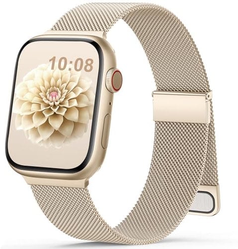 Ersatzarmband Kompatibel mit Apple Watch Armband 40mm 38mm 41mm 42mm 44mm 45mm 46mm 49mm Damen Herren Einstellbar Magnetisch Metall Edelstahl Armbänder für iWatch SE Ultra Series10 9 8 7 6 5 4 3 2 1