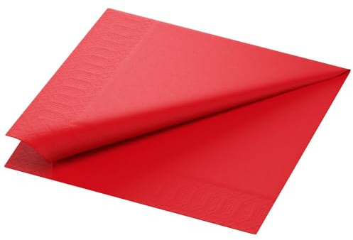 DUNI Serviette Nummer 213103, Zelltuch, Rot, 3-lagig, 1/4-Falz, 40 x 40 cm, 250 Stück