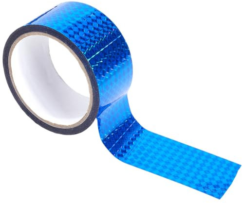 GORGECRAFT Nastro Riflettente Olografico Autoadesivo 50M Nastro Decorativo Glitterato Impermeabile in Plastica Blu per Progetti Fai da Te Arte e Artigianato per Tenere Lontani Gli Uccelli