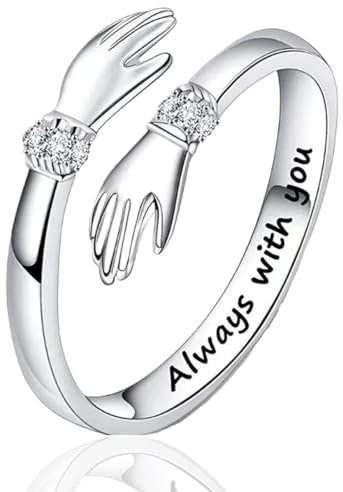 XENQITO 1Pcs Ring Umarmungs, Umarmungsring Damen, Verstellbarer Ring, Premium Hug Ringe, Verlobungsring Öffnen Ringe fur Frauen