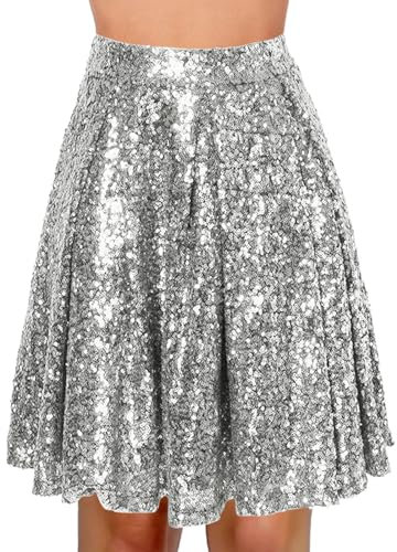 Plissee Rock Damen Midi Glitzer Rock Schwarz Pailletten Rock Dunkelblau Silberner Glitzer Rock Metallic Rock Damen Rock Fasching Damen Party Rave Outfit
