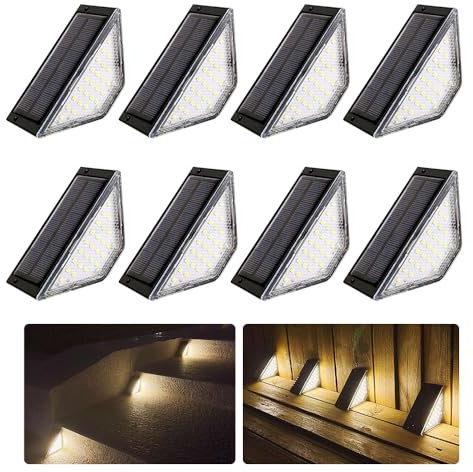 YANGUN 8 Stück Solarlampen für Außen Garten, Solar Aussentreppenleuchten, Wasserdichte Solarleuchten Garten Dekoration, Led Solar Gartenleuchten für Terrasse Treppen Dekoration, Warmweiß