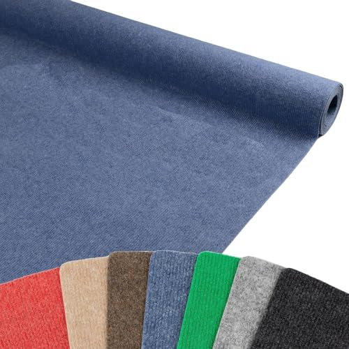 MadeInNature - Nadelfilz Malta, Teppichboden Länge und Farben zur Auswahl, Blau, 2 x 4 m, feuerfest, B1, Teppich für Messen, Stände, Veranstaltungen, Wohnzimmer, ...