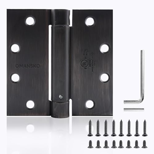 Self Closing Door Hinge 4-1/2 inch Oil Rubbed Bronze Auto Close Hinge Adjustable 4 ½x 4 ½ Inch Spring Hinges Door Closer Hinge Square Corner Commercial Auto Self-Closing 2 Pieces