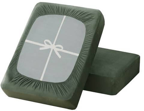 ZYBSLCSY Weich Samt Sofa Sitzkissenbezug Bezüge Für Wohnwagenpolster, rutschfest Ersatzbezug Für Wohnwagen Polster Mit Gummiband Und Schnürung (Avocadogrün,W60-90cm,D30-50cm)