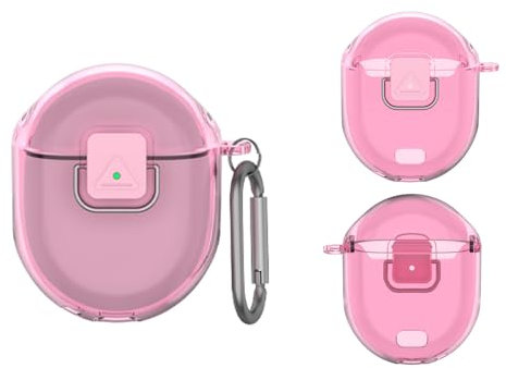 Protective Cover Case for Google Pixel Buds Pro 2, Ultra Slim Anti-Scratch Dust Cover Sleeve Anti-Lost TPU Earbuds Case Full Protection Soft Rubber Clear Skin Shell with Carabiner (Transparent Pink)