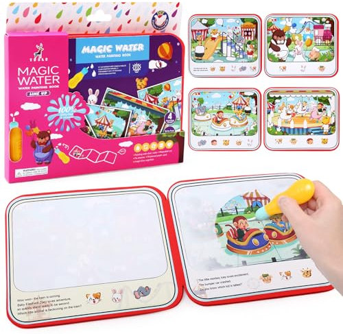 LEADSTAR Libro Magico Pintar con Agua para Niños, Libros Pinturas de Colorear con Agua sin Ensuciar Reutilizable, Water Wow-Libro Pintar con Agua para Niños Niños y Niñas de Edades 3+ Años