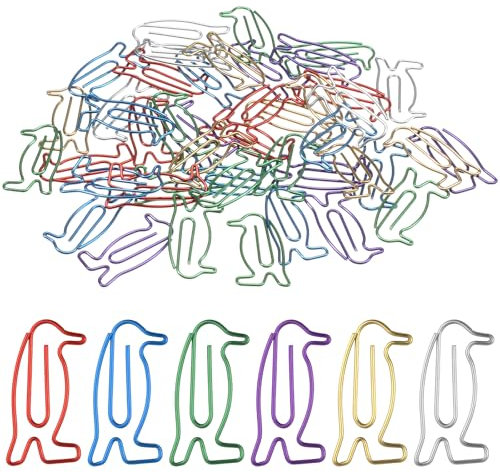 ElevateTech 100 Stück Büroklammern niedliche Pinguinform kleine Binderclips Edelstahl wiederverwendbare Büroklammern geeignet für Arbeit Büro Schule persönlichen Gebrauch Dokumente