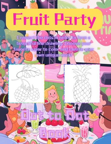 Fruit Party Books,Dot To Dot Coloring books for Adults Relaxation,It contains 50 drawings and the book is 8.5*11 inches in size.Dot: Sofa, skiing
