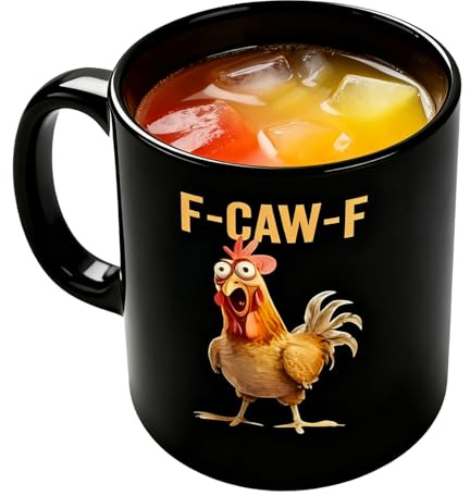F-Caw-F Lustiges Huhn Keramik Kaffeetasse, F-Caw-F Lustige Hühner Tasse Mit Henkel | Tier Motiv Keramikbecher, Heiße & Kalte Getränke, Getränke Wein Saft Bier