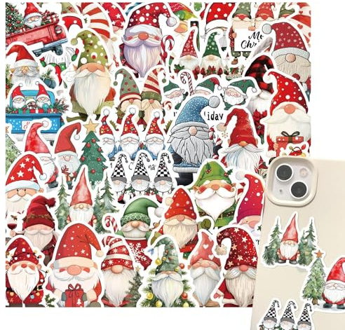 Christmas Stickers Gnomes - Colorful Vinyl Decal, Fun Seasonal Scrapbooking Embellishments, Portable Long Lasting Print | Cheerful Holiday Decorating Option For Journals Walls Cars Parties Crafts