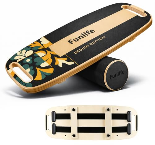 FunLife Balance Board aus Holz – Rutschfest & Stabil für Balance Training | Stabiler Gleichgewichtstrainer für Core Training, Fitness, Koordination & Stabilität, langlebig
