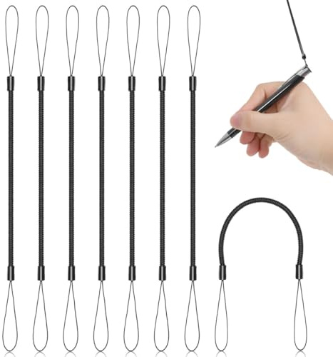 Amosfun 8 Cordons à Ressort Rétractables pour Stylet Tactile – Lanière Anti-Perte Élastique Plastique Robuste, Fixation Rapide pour Bureau Étudiant Enfant Déplacements