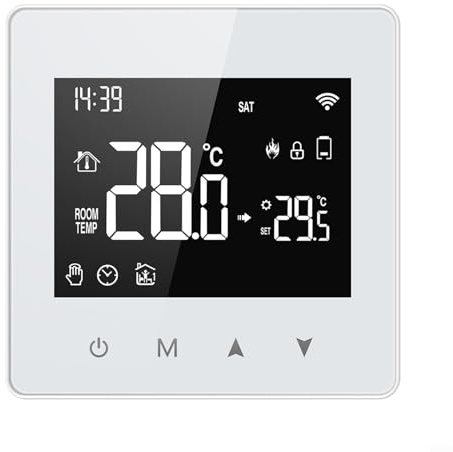 Emiif Thermostat compatible avec TUYA pour ZIGBEE avec alimentation par batterie et commandes tactiles, paramètres vocaux et hebdomadaires personnalisés