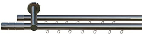Tilldekor Innenlauf Gardinenstange ALICANTE, 2-Lauf, edelstahl optik, Ø 20 mm, 120 cm, inkl. Trägern und Gleitern