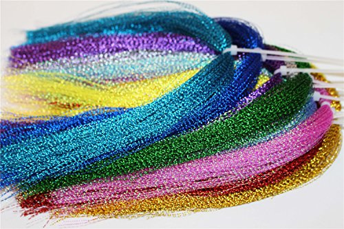 Tigofly 17 paquetes de colores Crystal Flash holográfico de oropel Krystal Flashabou Sparkle Dry Streamer para pesca con mosca, materiales de cuerda