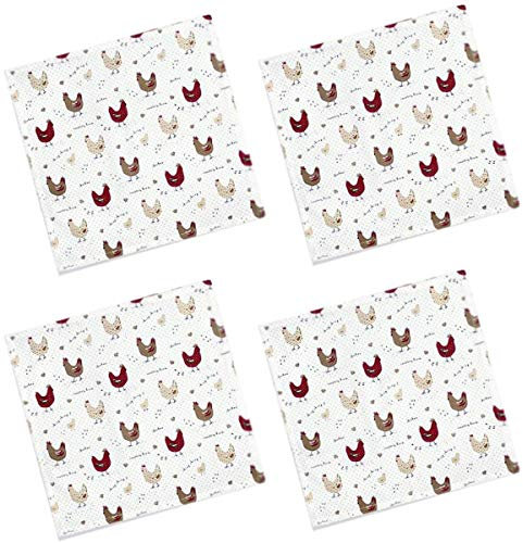 Cackleberry Home Farmhouse Huhn Baumwolle Stoff Servietten 43,2 cm Quadratisch, Set 4