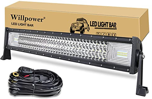 Willpower 32 Zoll LED Arbeitsscheinwerfer bar 405W LED Scheinwerfer mit Kabelbaum für Offroad Traktor ATV UTV SUV 4x4 Auto