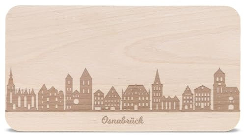 GRAVURZEILE Frühstücksbrettchen mit Gravur - Skyline Osnabrück - Holz Schneidebrett Vesperbrett Brotzeitbrett - Geschenk für Stadtverliebte - Ideal auch als Souvenir