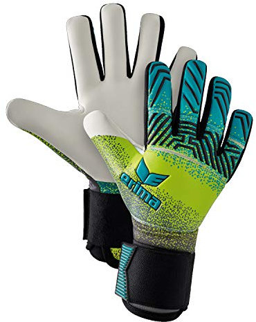 Erima Erwachsene Flex RD Robusto Torwarthandschuh, Petrol/Lime/schwarz, 8,5