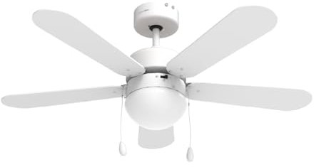 UNIVERSALBLUE Ventilador de Techo Madera con Luz | 5 Aspas Reversibles Marron y Negro | 3 Velocidades y Motor Silencioso | Fácil Montaje