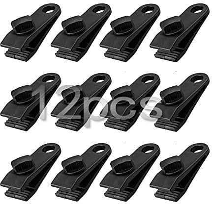 QH 12Pcs Tarp Clip Clamp, Hochleistungs-Plane Clips Set Sofortige Markisenklemme für Zelte Tarp Caravan Garden Shade Stoff Boot Abdeckung, Schwarz (12)