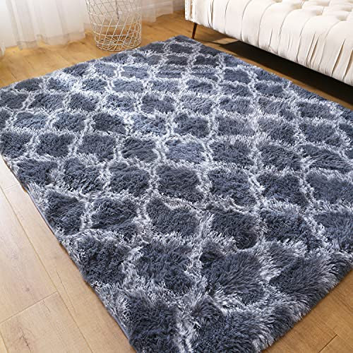 Leesentec Rugs Living Room Area Rug Soft Anti Slip Bedroom Carpet Fluffy Rug Shaggy Floor Mats Large Rugs for Living Room(Dark Grey,160 x 200 cm)