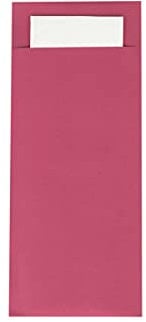 Bestecktasche | 85 x 200 mm | mit 2-lagiger Tissue-Serviette in Weiß | Besteckhülle | Besteckbeutel in verschiedenen Farben | (Bordeaux, 500)