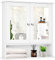 CASART Bathroom Mirror Cabinet, Wall Mounted Storage Cupboard with Double Doors and Adjustable Shelf, Wooden Display Organiser Unit for Kitchen Living Room (White)