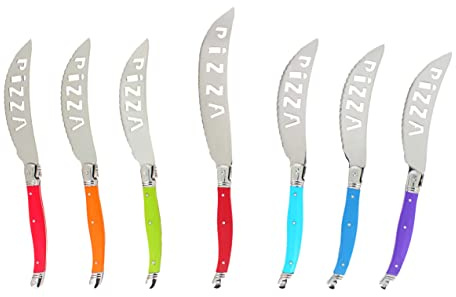 Laguiole 7-Piece Pizza Cutter Set Stainless Steel Smooth Cutting Dishwasher Safe Luxurious Sharp Knife Set for Parties (Rainbow)