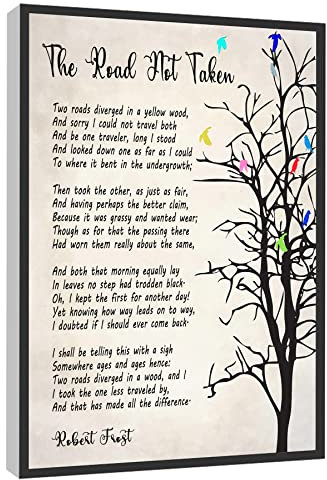 RCVTVPV Robert Frost Gedicht, Wandkunst 'The Road Not Takes', Poster, Minimalistischer Kunstdruck, Leinwand, Für Zuhause, Büro, Gerahmt, Fertig Zum Aufhängen, 20,3 x 30,5 cm