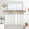 LuxFocus Set di 2 tende patchwork piccole con bottoni, decorazione a metà corta, ariose, effetto lino, 2 x 69 cm x 91 cm, beige