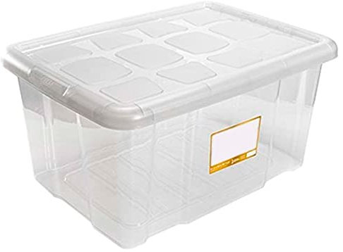 Acan Tradineur – Caja de Almacenamiento N.º 18 – Capacidad de 60 litros – Fabricado en España - Contenedor para almacenar Juguetes, Libros, Ropa, Mantas (Color Transparente)