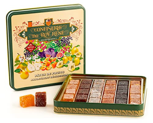 LE ROY RENÉ Epicerie Fine - Pâtes de fruits : (Lot de 1, 30 pâtes de fruits Assortiment Tradition - Coffret boite métal 360g)