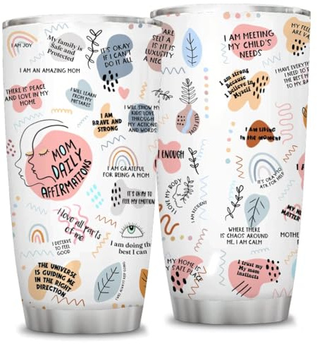 ATHAND 20Oz Mom Daily Affirmations Gift,Self Love Mom Mental Health Coffee Mug,Mom Birthday Gift,Christmas Day Mom from Daughter Son,Vacuum Tumbler with Lid(CZB20-MANYIN-255-113117)