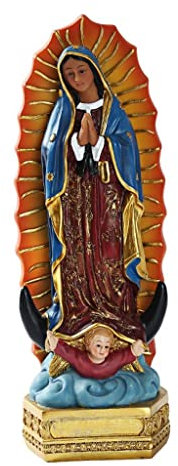 JEEIJ Foxi Beautiful Our Lady of Guadalupe Virgin Mary Statue Sculpture Resin Religious Figurine, Home Desk Display Ornament Crafts, 1pcs