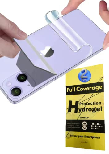 WardSan [2 piezas traseras para iPhone 13-2 películas protectoras de hidrogel trasero 3D con soporte para teléfono dedo para selfie | Antichoque | Compatible con carcasas TPU | Película protectora TPU