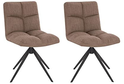 Home Deluxe - Esszimmerstuhl NODA - 2er Set, Farbe: Grau/Braun - 360 Grad drehbar, weiche Polsterung, bis 120 kg belastbar I Küchenstuhl Speisestühle Esszimmerstühle
