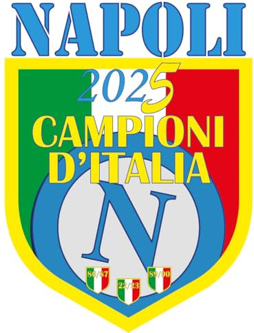 TLDSHOP® - Adesivo NAPOLI CAMPIONE d'ITALIA 2024/25 - Varie misure e forme disponibili - Scudetto Tricolore - Pezzi 1 - Modello: (Scudetto - Grande)