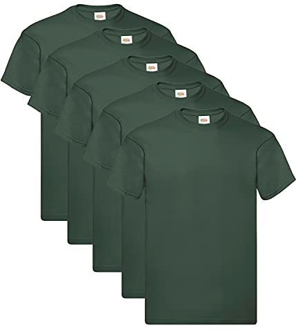 Fruit of the Loom, shirt, 5 Bottle Green + 1 Hl Purchase Notepad, XL