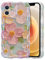 EYZUTAK Case for iPhone 12, Colorful Retro Oil Painting Flower Laser Beam Glossy Pattern Cute Curly Waves Border Exquisite Phone Cover Stylish Durable Soft TPU Protective Case for Girls Women - Green