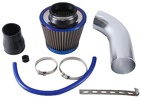 Vereen Filtre à air à haut débit de 76 mm, tête champignon, manchon d'admission de tuyau turbo de voiture, ensemble universel argenté