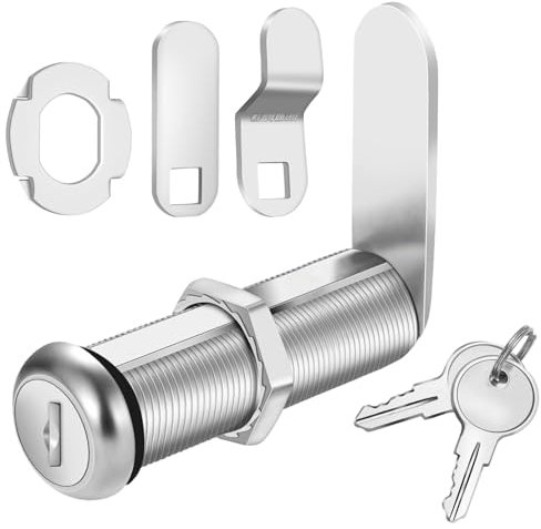 Serratura per armadio con chiavi, serrature a camma lunghe 5,1 cm, set di serrature a camma per camper, armadi, cassetti, cassette degli attrezzi, in lega di zinco (confezione da 1, 5,4 cm)