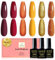 YSUVIN UV Nagellack Set, 6 Stück Gelblich Grün Rot Orange Glitzer Gel Nagellack Soak-off UV Gellack für Frauen Home DIY Nail Art Maniküre Salon, Langlebig, 8ML