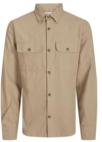 JACK & JONES Herren Jjdarren Flannel Overshirt Ls Freizeithemd, Crockery, S