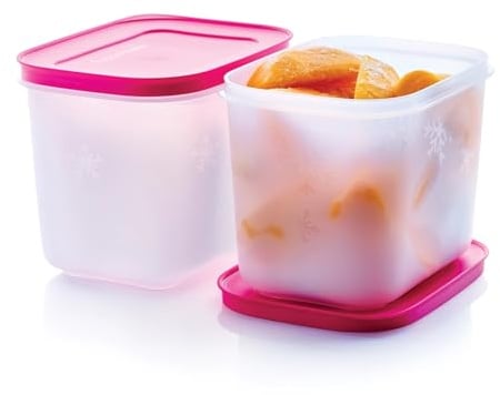 Tupperware Essentials Freezer Mates - Set di 2 contenitori per alimenti, 1,1 l, per organizzare lo spazio nel congelatore, coperchio ermetico e antigelo, durevoli e riutilizzabili, facili da impilare,