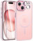 FNTCASE für iPhone 15 Hülle Magnetische: iPhone 15 Handyhülle Translucent Matte Militär Fallschutz Anti Vergilbung Handyhülle - Robuste langlebige Stoßfeste Dünne Schutzhülle Rosa
