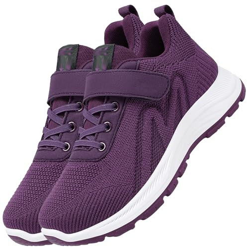 AZMAHT Scarpe Donna Strappo Scarpe per Anziani Donna Scarpe Piedi Gonfi Donna Scarpe Estive Anziani Scarpe Pianta Larga,Viola,38/240mm