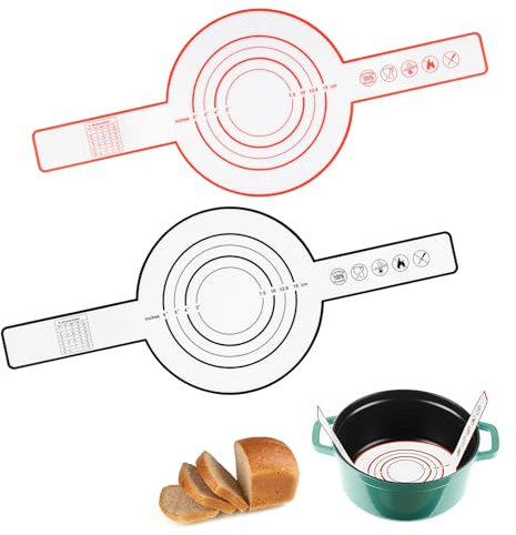 JINTANG Alfombrillas Silicona para Hornear para Horno Holandés,2pcs tapete silicona horno,papel horno reutilizables, alfombrilla de silicona para hornear pan con asas extralargas(rojo + negro)
