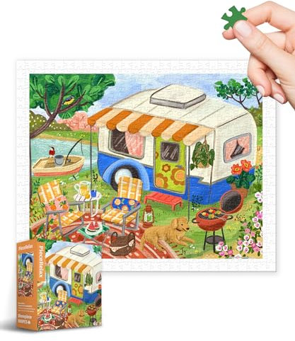 PieceRelax Puzzle 500 Teile für Erwachsene & Kinder ab 14 – Olivia Gibbs - Campervan Camping Day [H3640], 37,8 x 30,8 cm, Herausforderung & Achtsamkeit für Ihre Me-Time